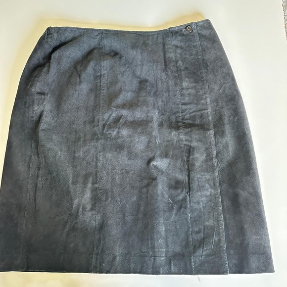 VTG‎ Coldwater Creek Black Suede Leather Skirt 2X Western Boho NWT Cowgirl - Picture 2 of 10
